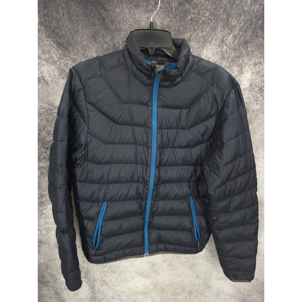 Eddie Bauer First Ascent Puffer Jacket Mens Small Black Zip Goose Down Winter